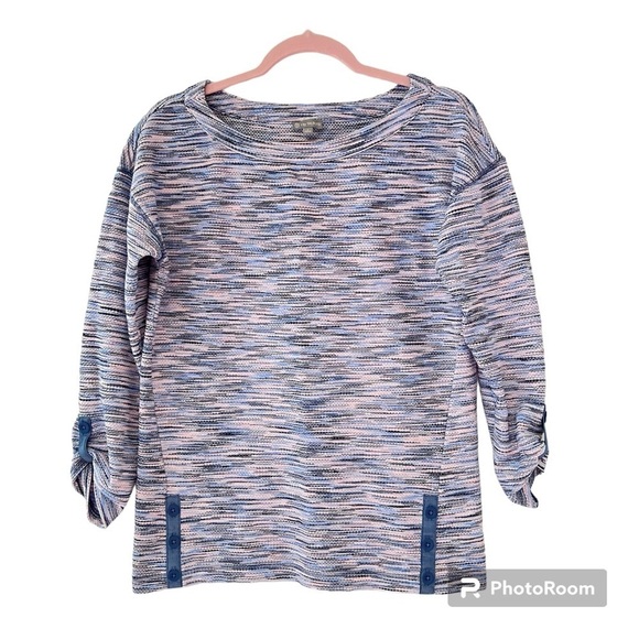 T by Talbots Space Dye Waffle-Knit Pullover 3/4 Sleeve Top Size S - Picture 1 of 11